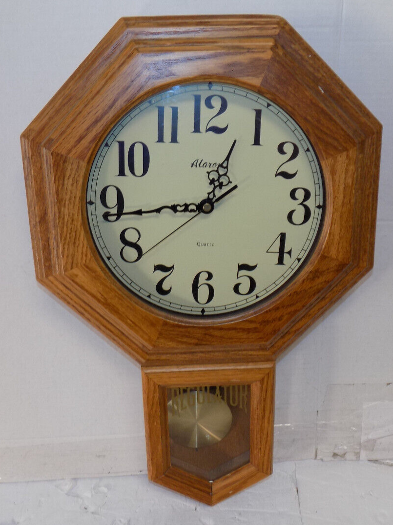 Alaron Regulator Wall Clock Battery Powered Measures 14" W x 21" H