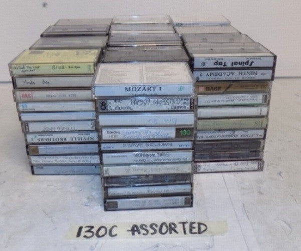 Mixed LOT OF 130 PRE-RECORDED AUDIO Cassette Tapes Sony Maxell Fuji TDK Erased