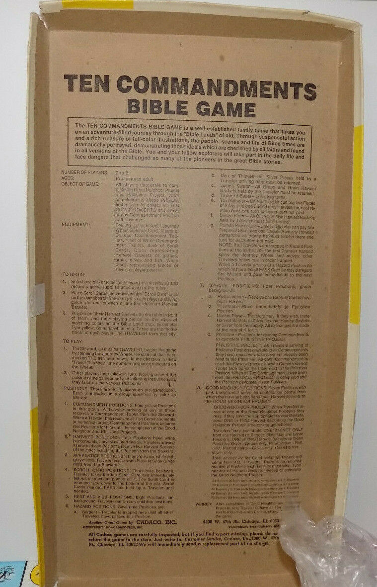 1960 Ten Commandments Bible Game by Cadaco Complete