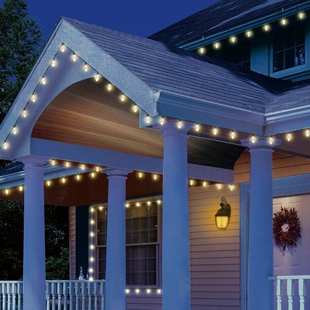 60 LED C9 Warm White Motion Lights Christmas String Lights 35' 16 Settings New
