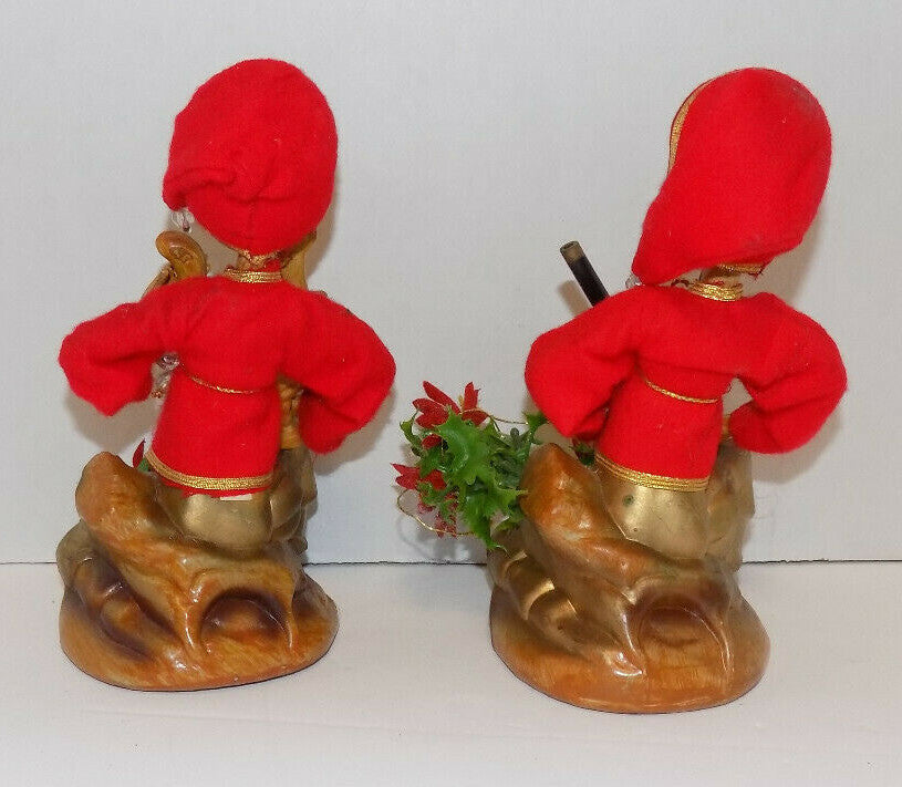 Vintage Hard Plastic Christmas Dolls Playing Instruments 7" Hong Kong Japan