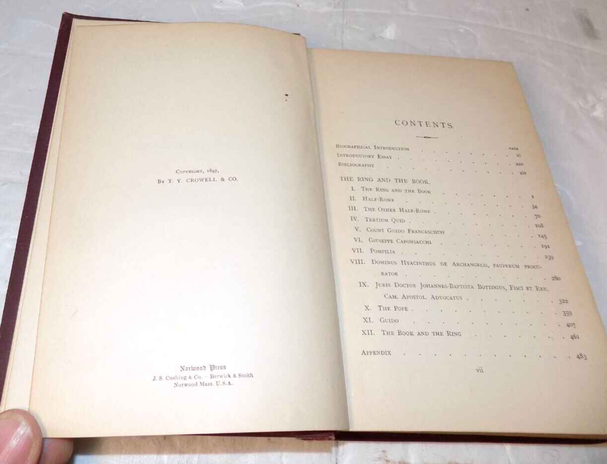 The Ring And The Book Robert Browning 1897 Astor Edition Crowell Publishing