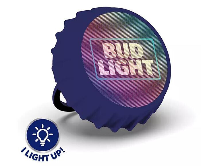 Bud Light Bluetooth Bottle Cap Speaker with Color Changing Lights Crown New