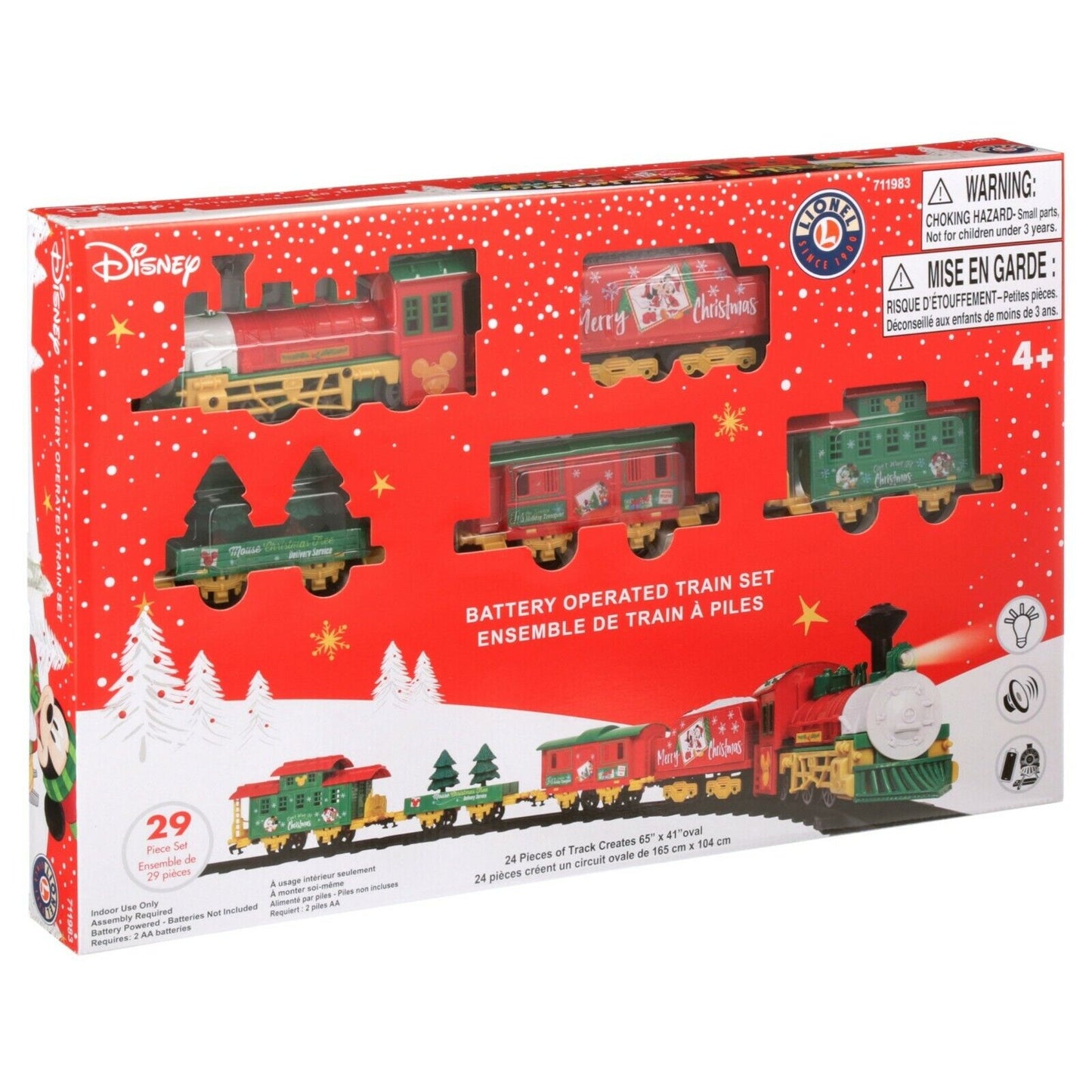 New Lionel Disney Minnie Mickey Mouse Mini Model Christmas Train Set