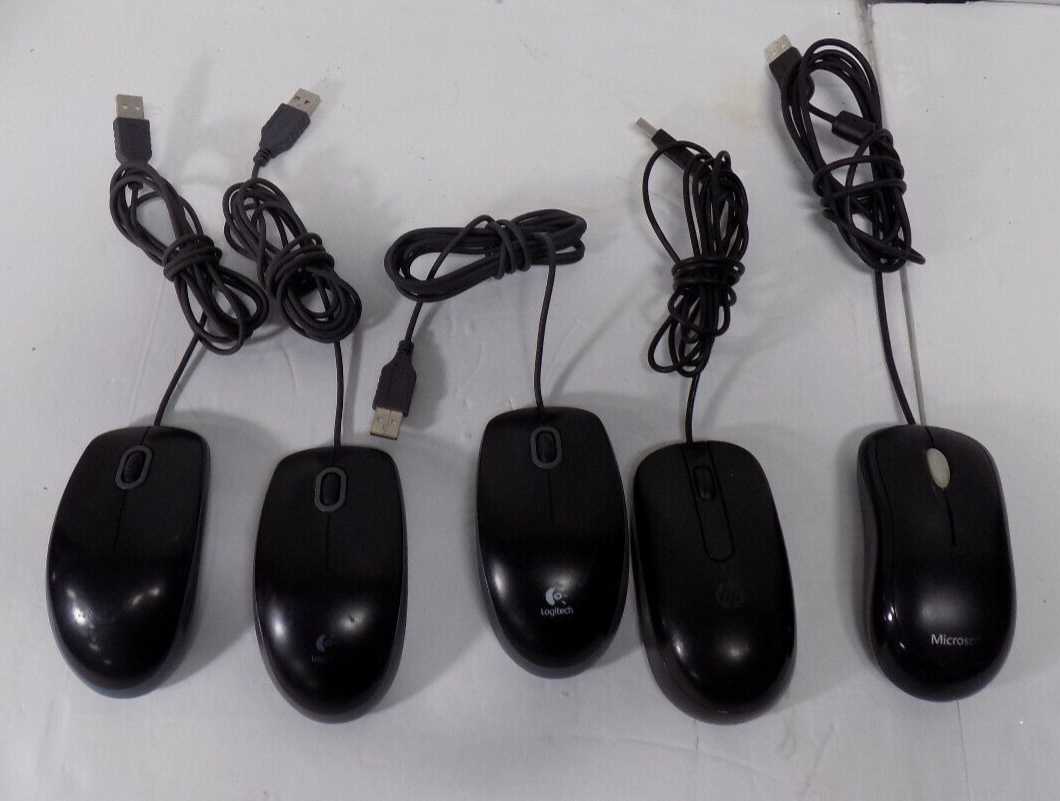 Lot of 5 PC USB WIRED Mouse MIX BRANDS