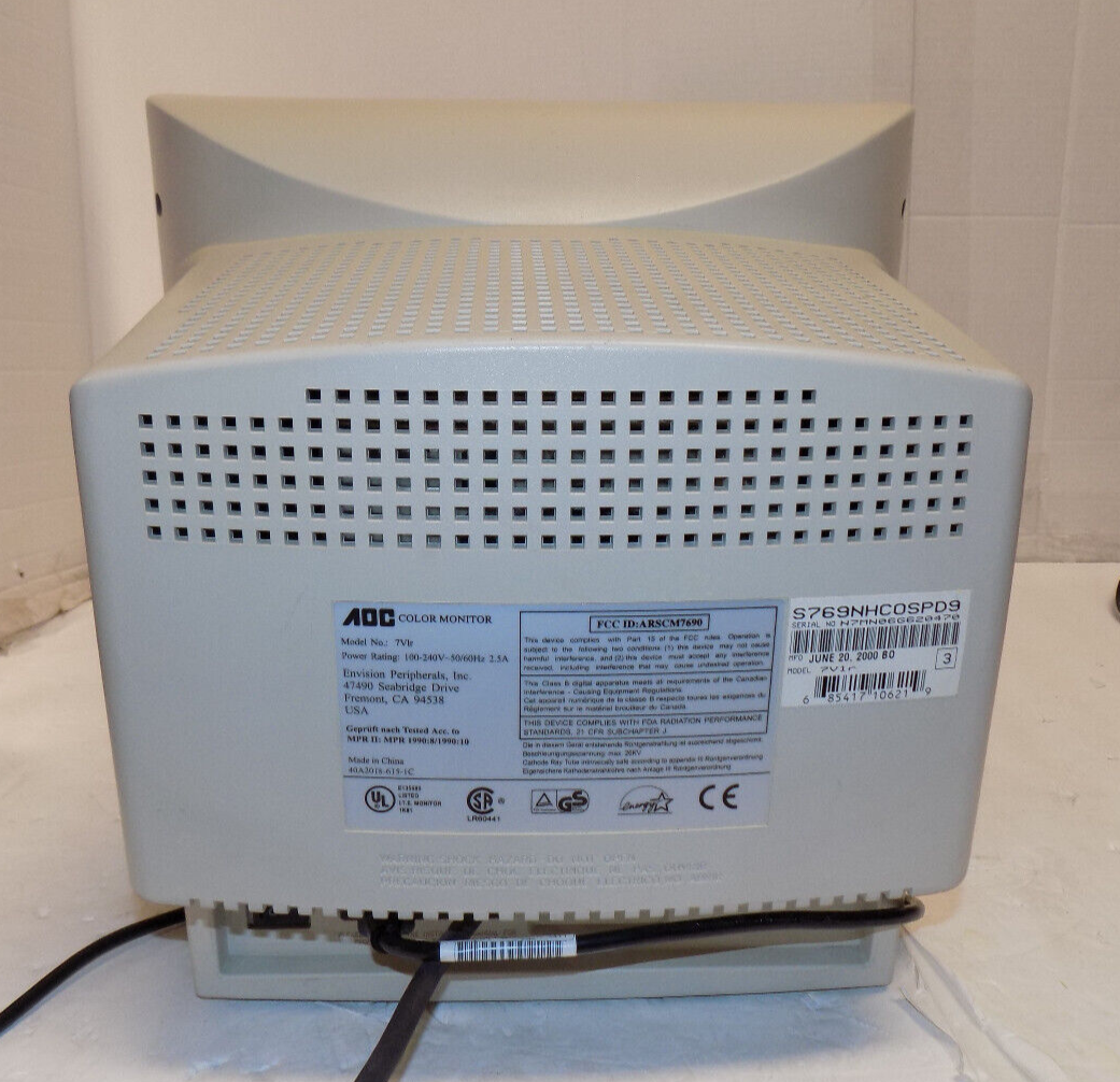 AOS Spectrum 7VLR 16 inch CRT Computer Monitor Tested No Stand
