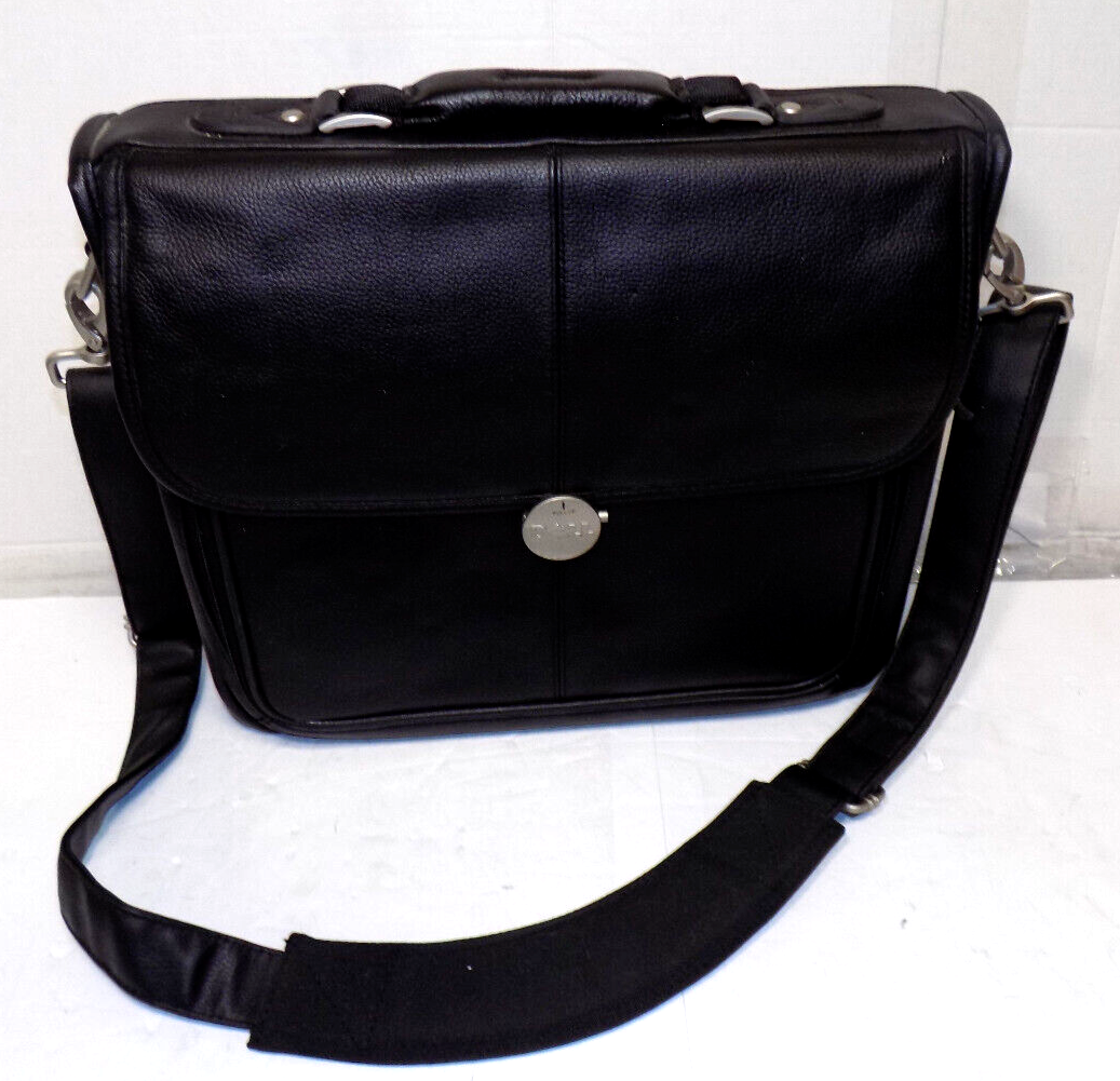 Dell Laptop Messenger Bag 13 Inch Black Leather With Padded Strap 3U624