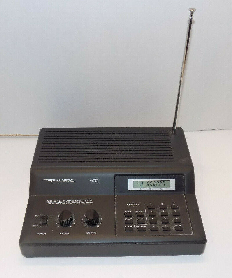Realistic Pro-58 Programmable Scanner Tested Working No AC Adapter
