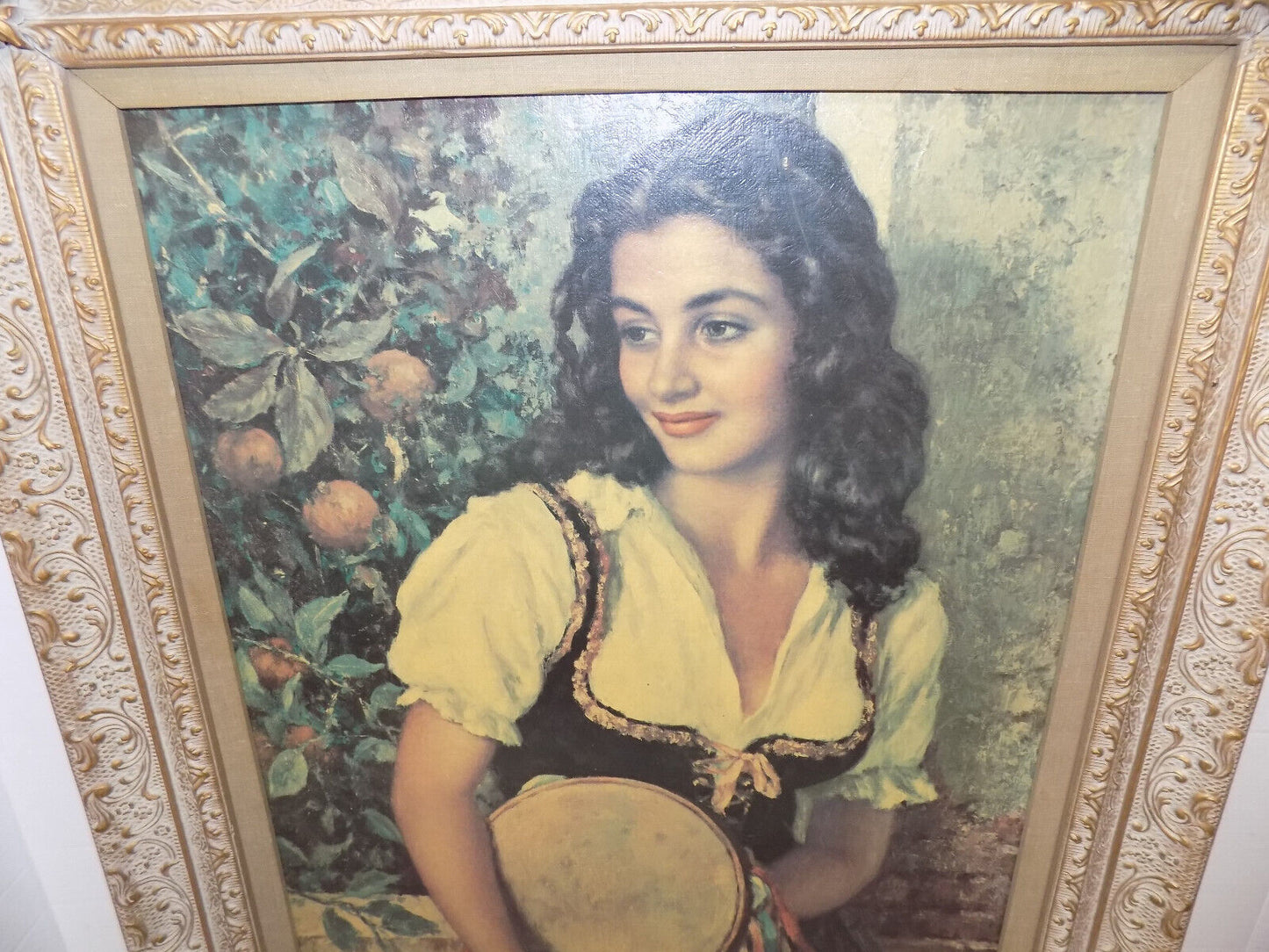 Luigi Amato Tambourine Dancer Print on Canvas Framed 24" x 30"