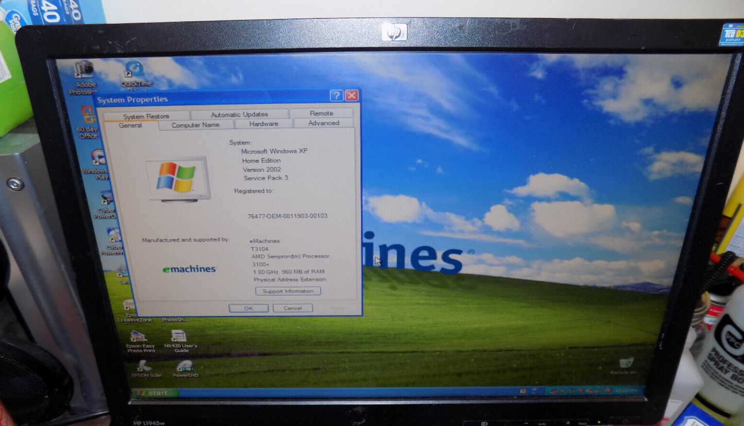 eMachines T3104 AMD Sempron 3100+ 960MB RAM 100GB HDD Windows XP