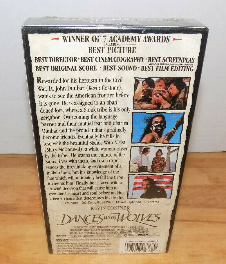 Dances With Wolves 1990 Kevin Costner VHS Tape New Sealed