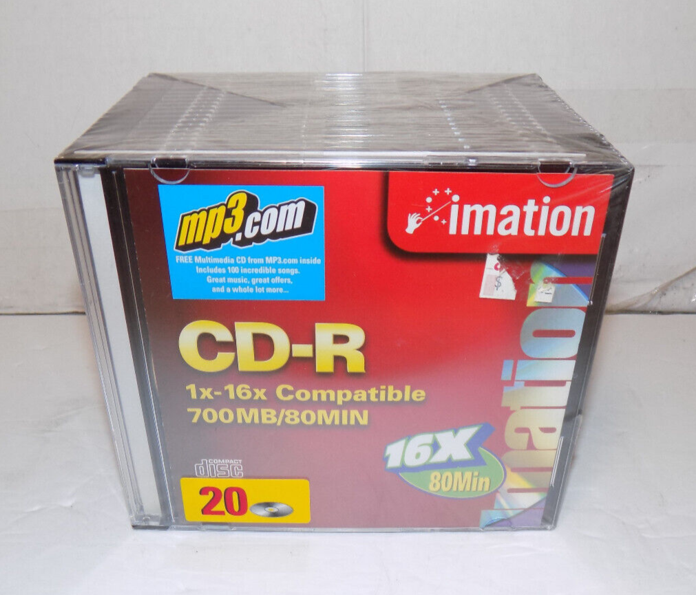Imation Compact Discs CD-R 1-16x Compatible 20 Pack Blank CDs w/Jewel Cases New