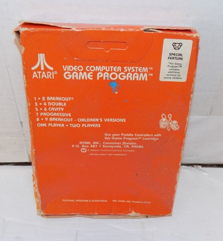 Atari 2600 Super Breakout Game 1978 in Box CX2608 with Manual 9 Games