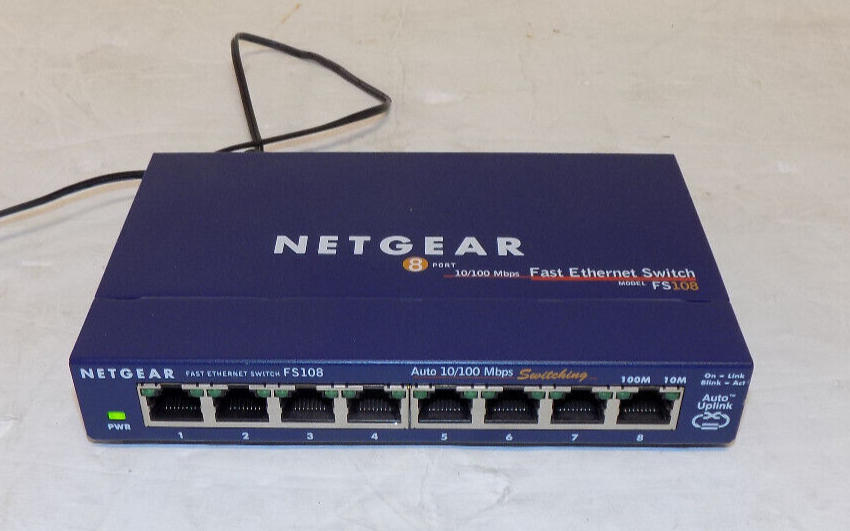 NETGEAR FS108 8-Port 10/100 Fast Ethernet Switch w/ AC Adapter