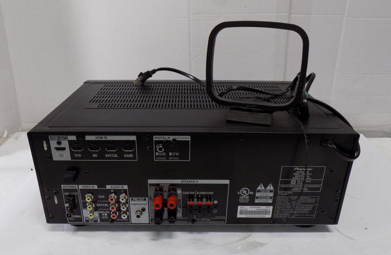 Pioneer VSX-530-K 5.1 Channel Bluetooth HDMI Theater Surround Receiver NO REMOTE