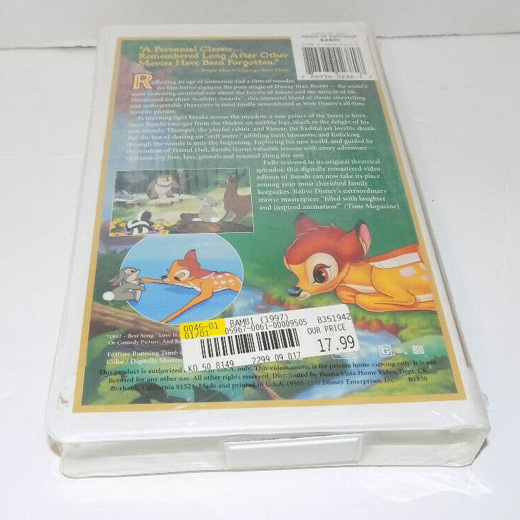 Bambi Walt Disney's Masterpiece 55th Anniversary Limited Edition VHS New Sealed