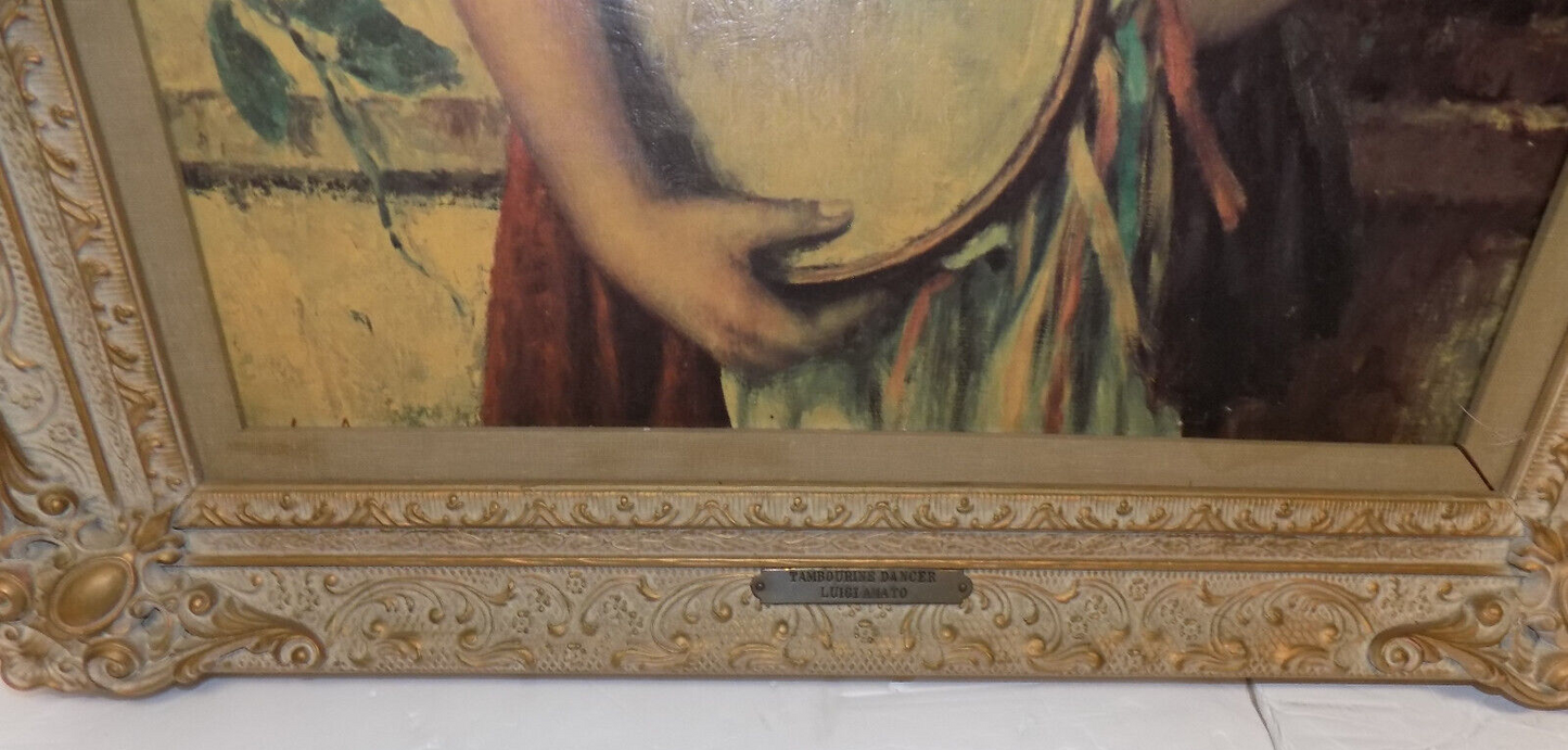 Luigi Amato Tambourine Dancer Print on Canvas Framed 24" x 30"