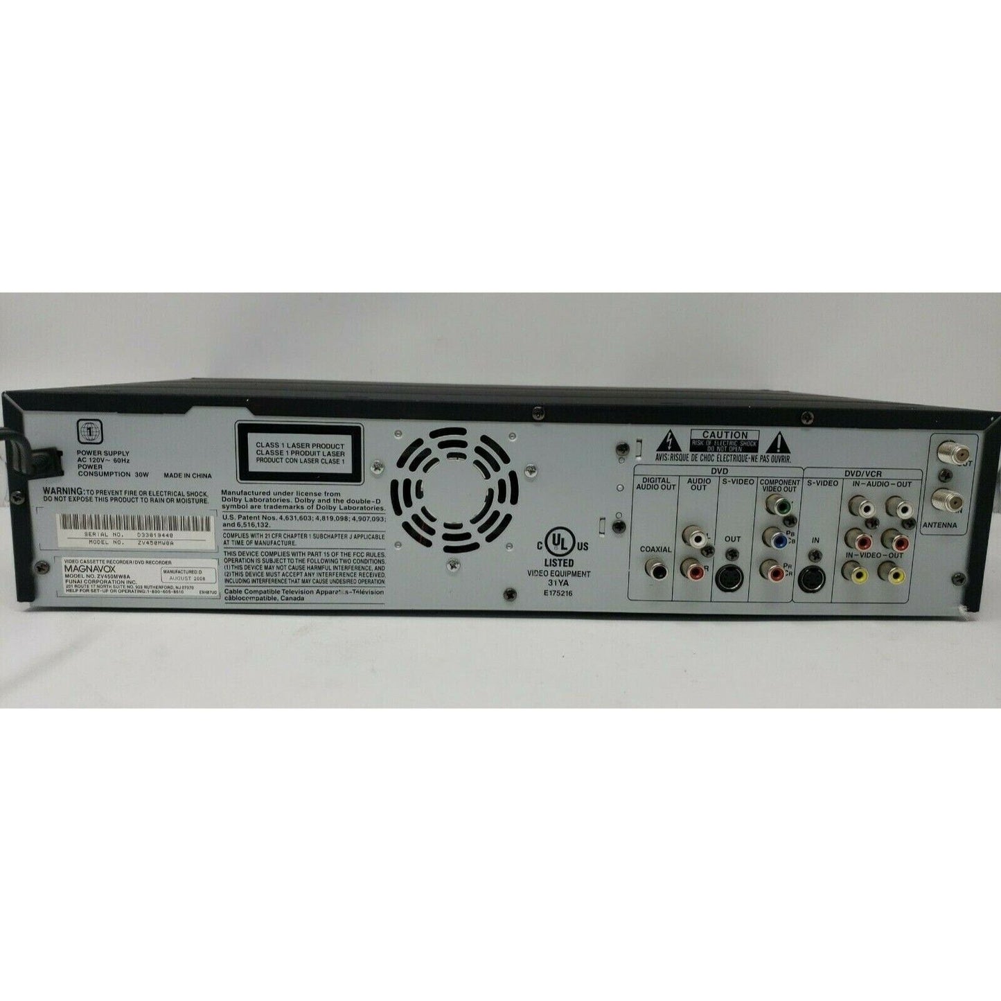 Magnavox ZV450MW8 DVD Recorder VCR Combo 1 Button Vhs to Dvd Dubbing with Remote