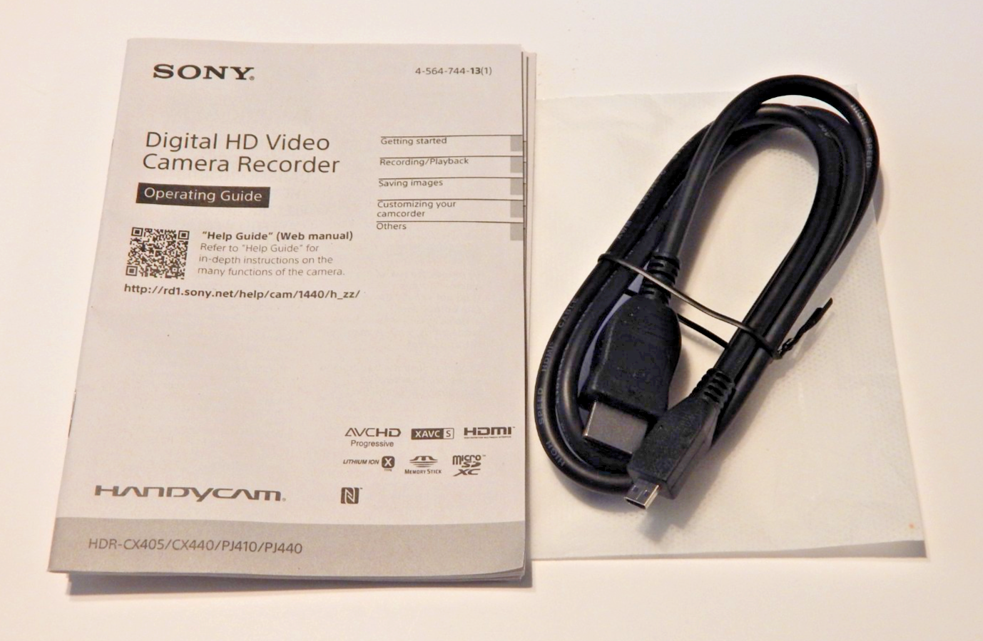 Sony HDR-CX405 Handycam Manual with HDMI Cable No Camera