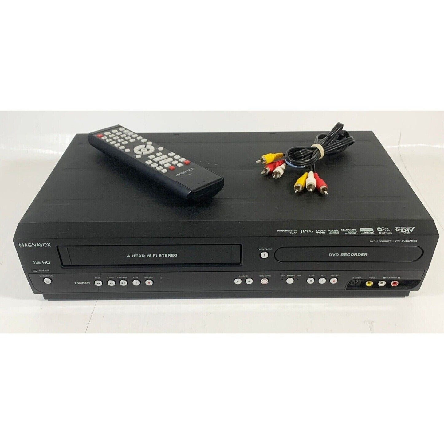 Magnavox ZV457MG9 DVD Recorder VCR Combo 1 Button VHS Dubbing to Dvd w/ Remote