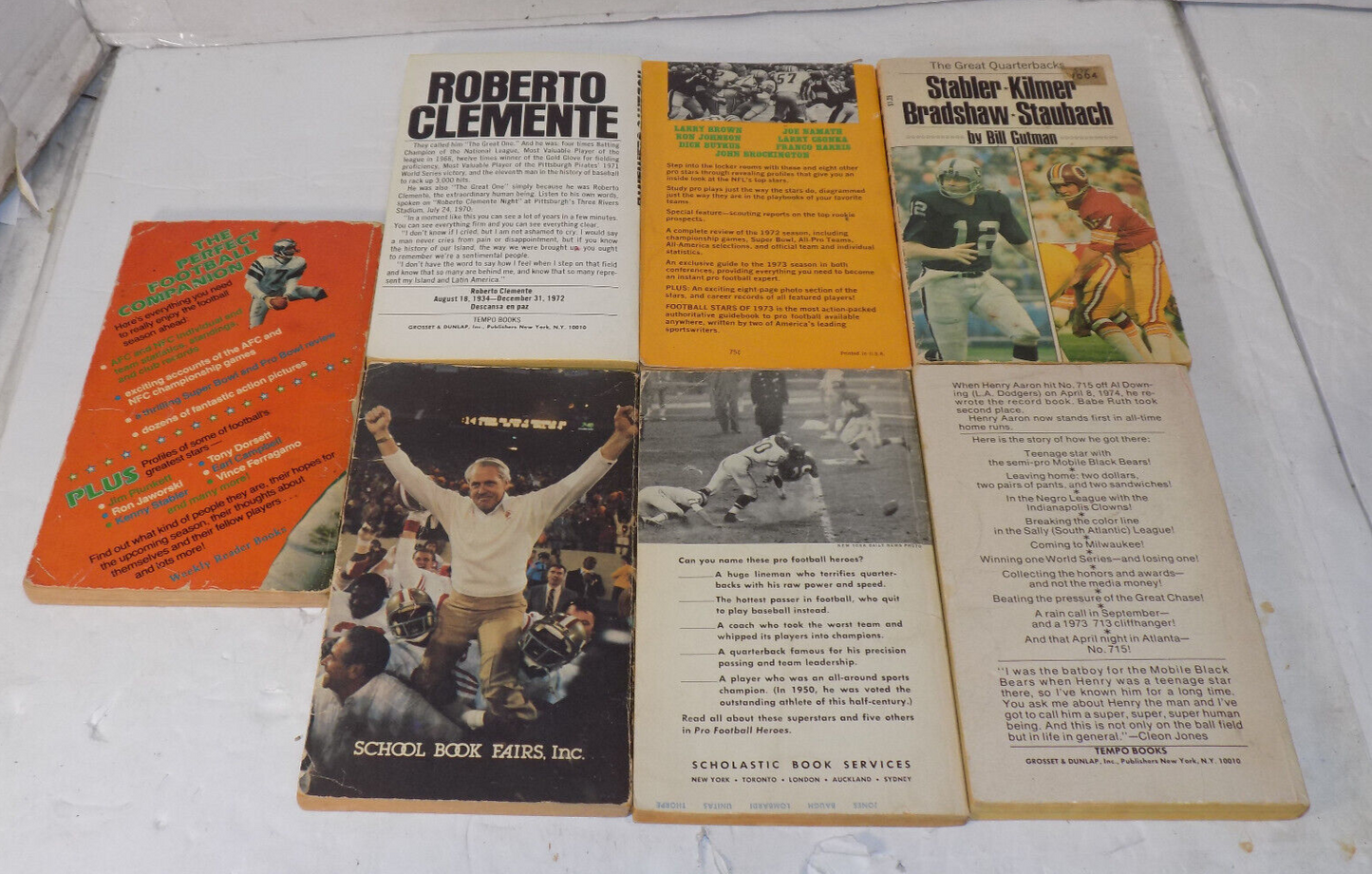Lot of 7 Vintage Sports Stars Paperback Books Football Baseball