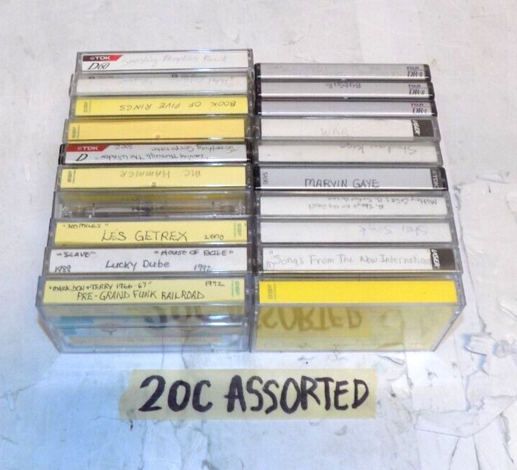Mixed Lot of 20 Memorex TDK Cassette Tapes Preowned Erased