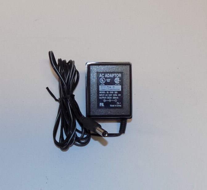 FIL AC Adapter Model 35-D09-200 DC9V 200mA Direct Plug In Class 2 Transformer