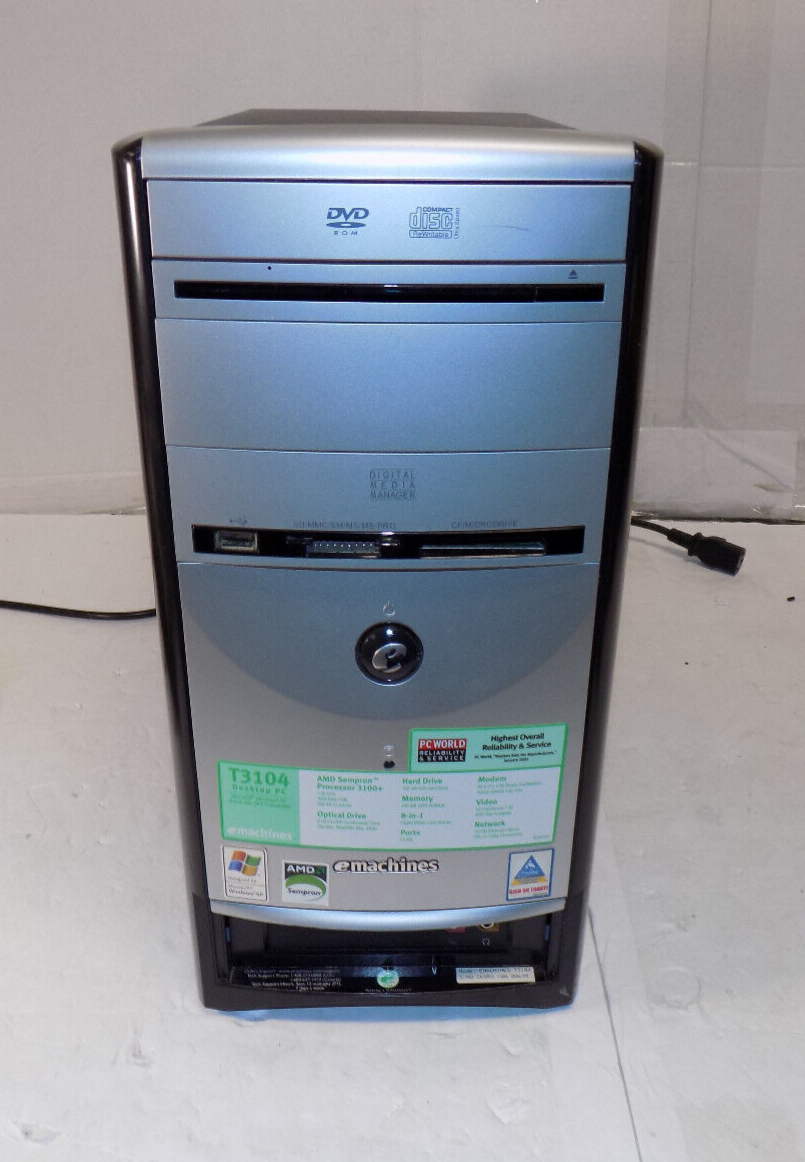eMachines T3104 AMD Sempron 3100+ 960MB RAM 100GB HDD Windows XP