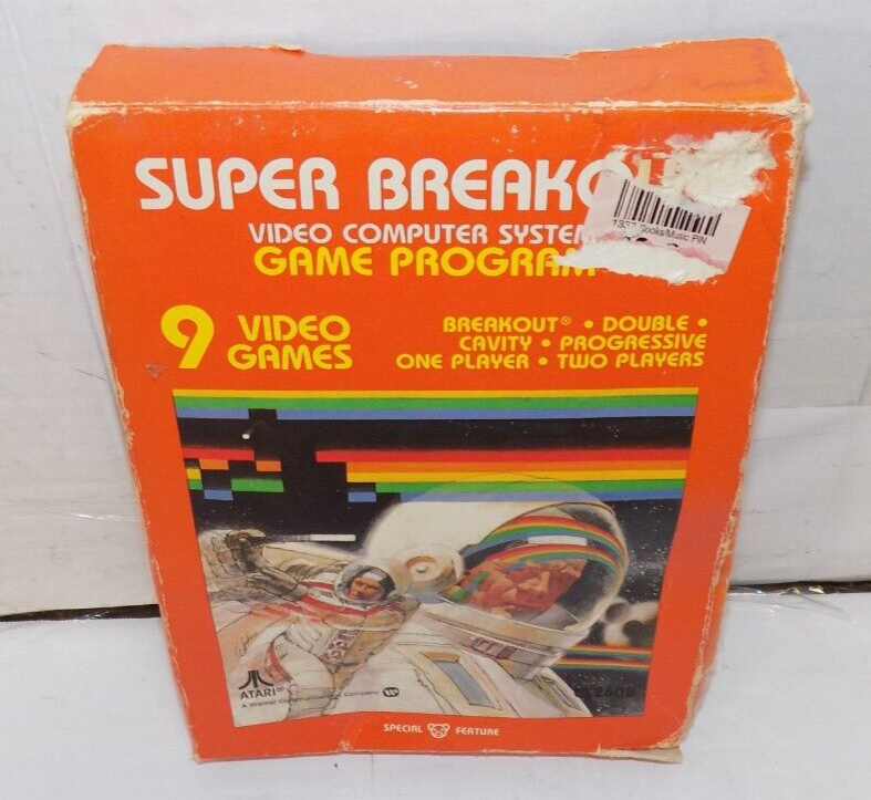 Atari 2600 Super Breakout Game 1978 in Box CX2608 with Manual 9 Games