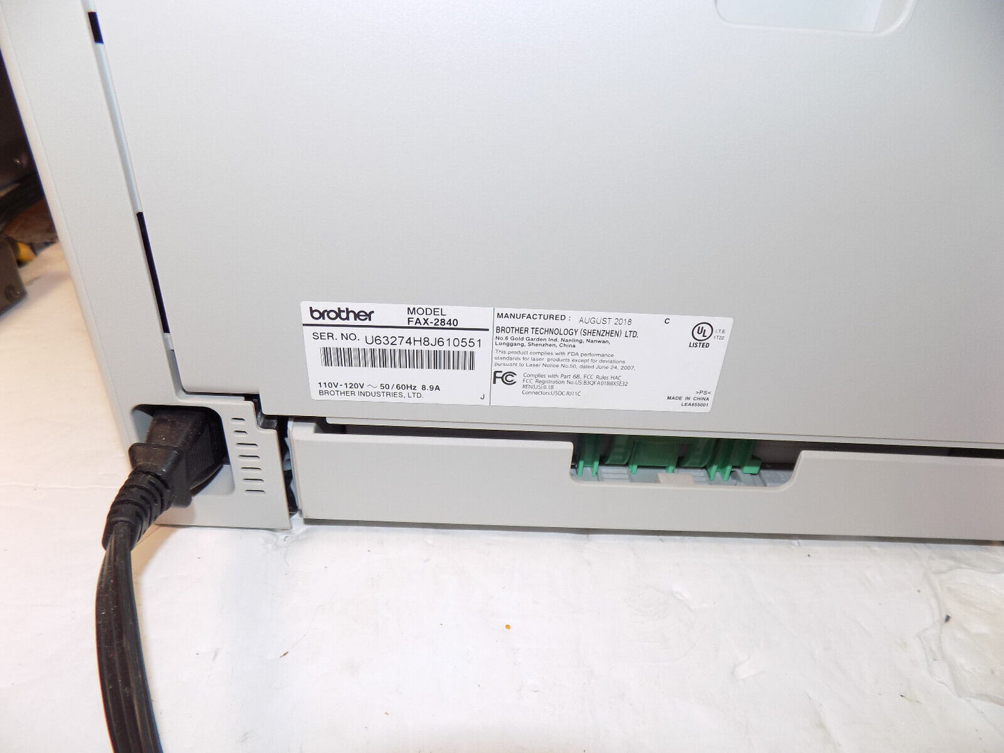 Brother intelliFAX 2840 All-in-One Printer Fax Machine, ONLY 2794 Pages - TESTED