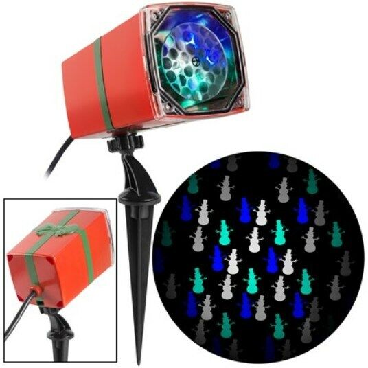 Gemmy LED Projection Motion Mosaic Snowman Stake Christmas Light New