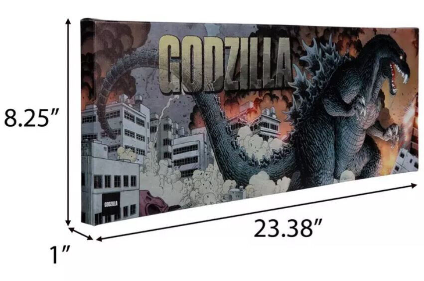 Godzilla Canvas Wall Decor Wooden Framed Wall Art 8" X 24" King Of The Monsters