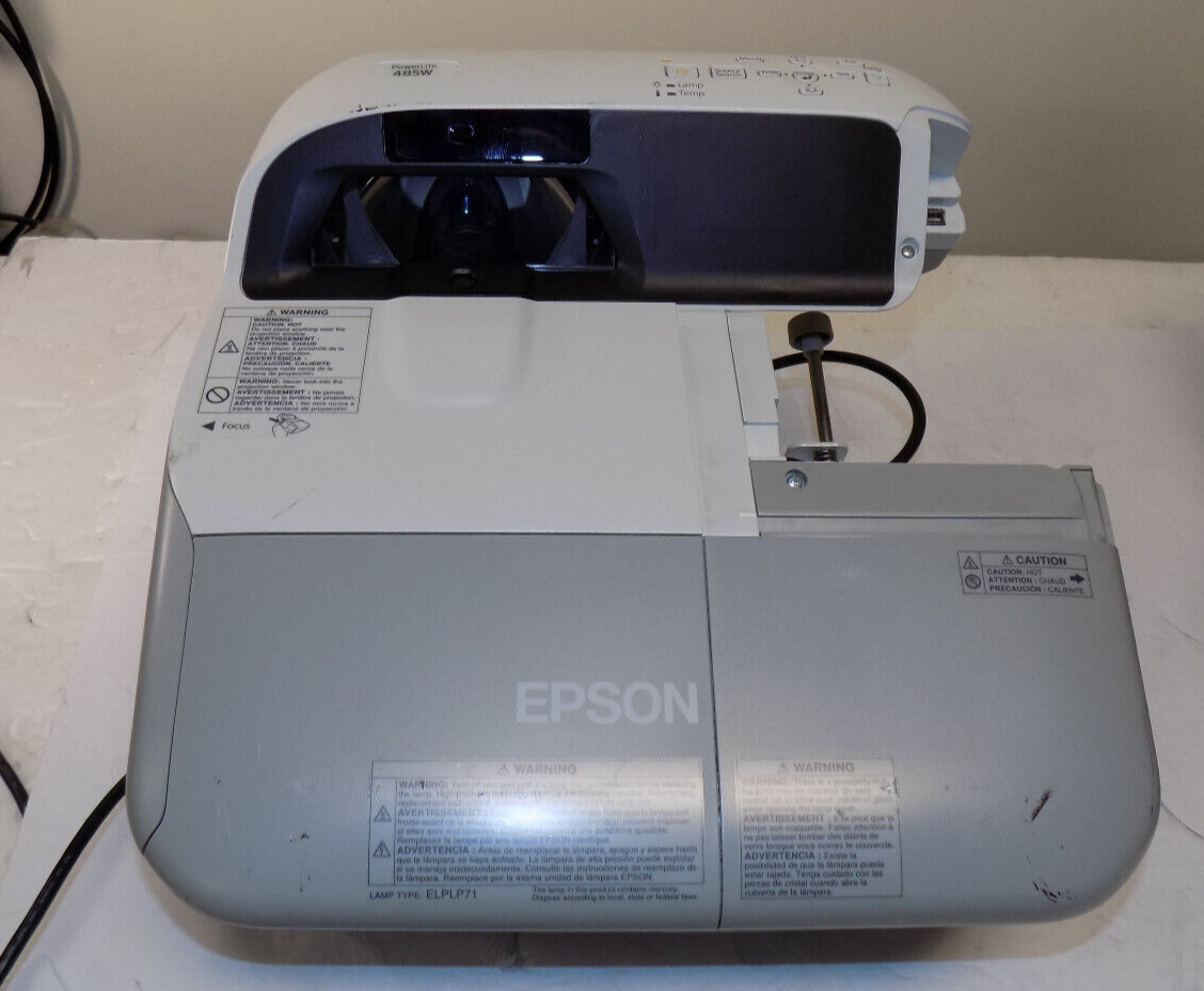 Epson PowerLite 485W 3LCD WXGA 3100Lm Short Throw HDMI Projector 473 Lamp Hours