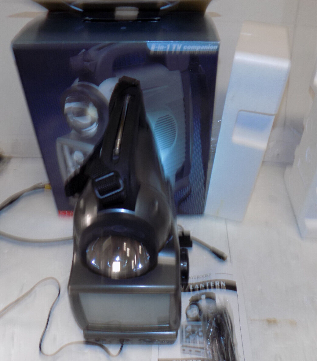 Claybrooke 8-in-1 Companion Black And White TV Radio Flashlight Lamp 20734