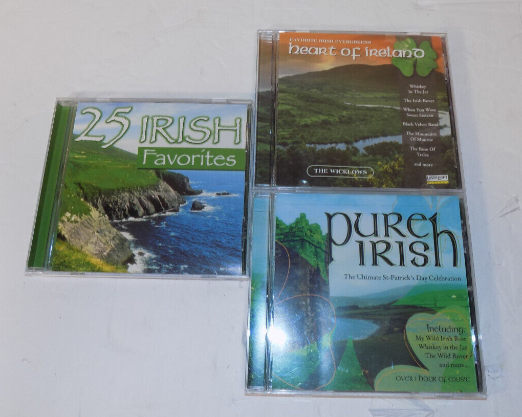 Lot Of 3 Irish Music CDs Pure Irish Heart Of Ireland 25 Irish Favorites