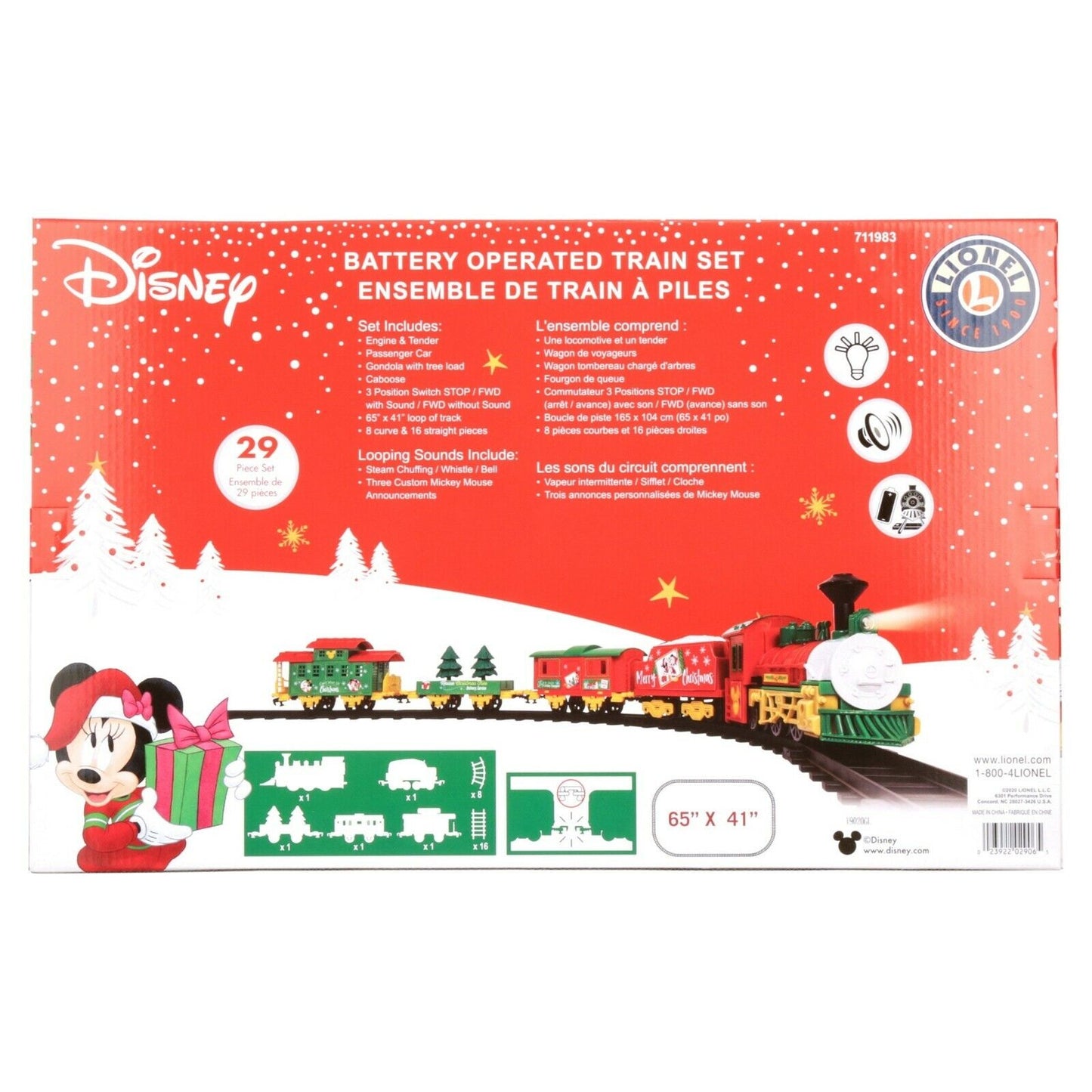 New Lionel Disney Minnie Mickey Mouse Mini Model Christmas Train Set