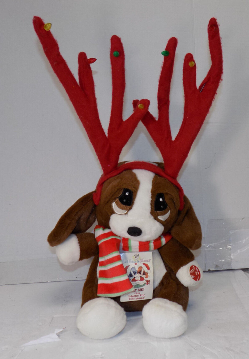 DanDee Sad Sam & Honey Animated Singing Christmas Santa Dog Plush 19 Inch