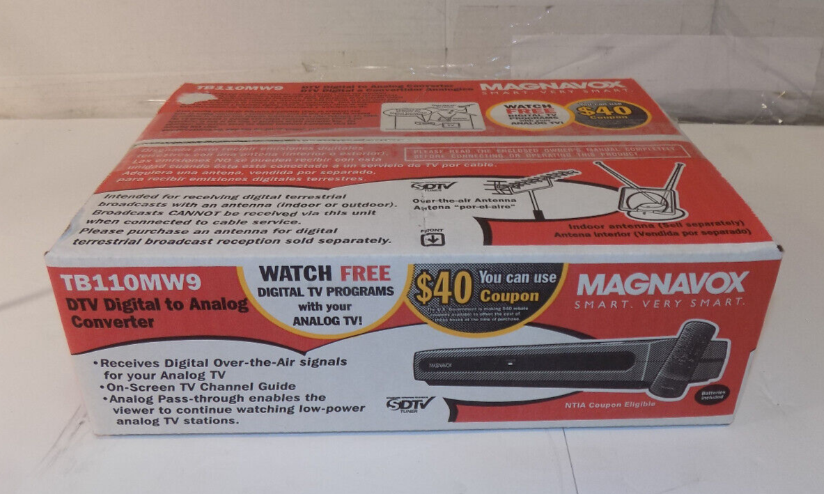 New Magnavox TB110MW9 DTV Digital To Analog New TV Converter Box