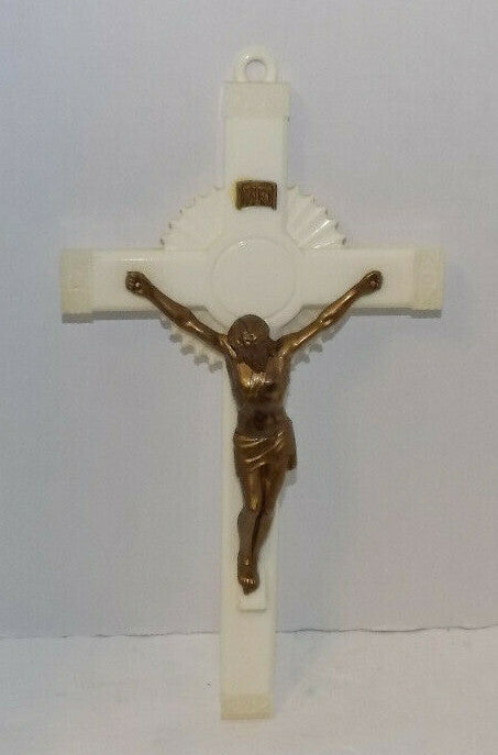 Vintage Catholic INRI Plastic Crucifix 12"
