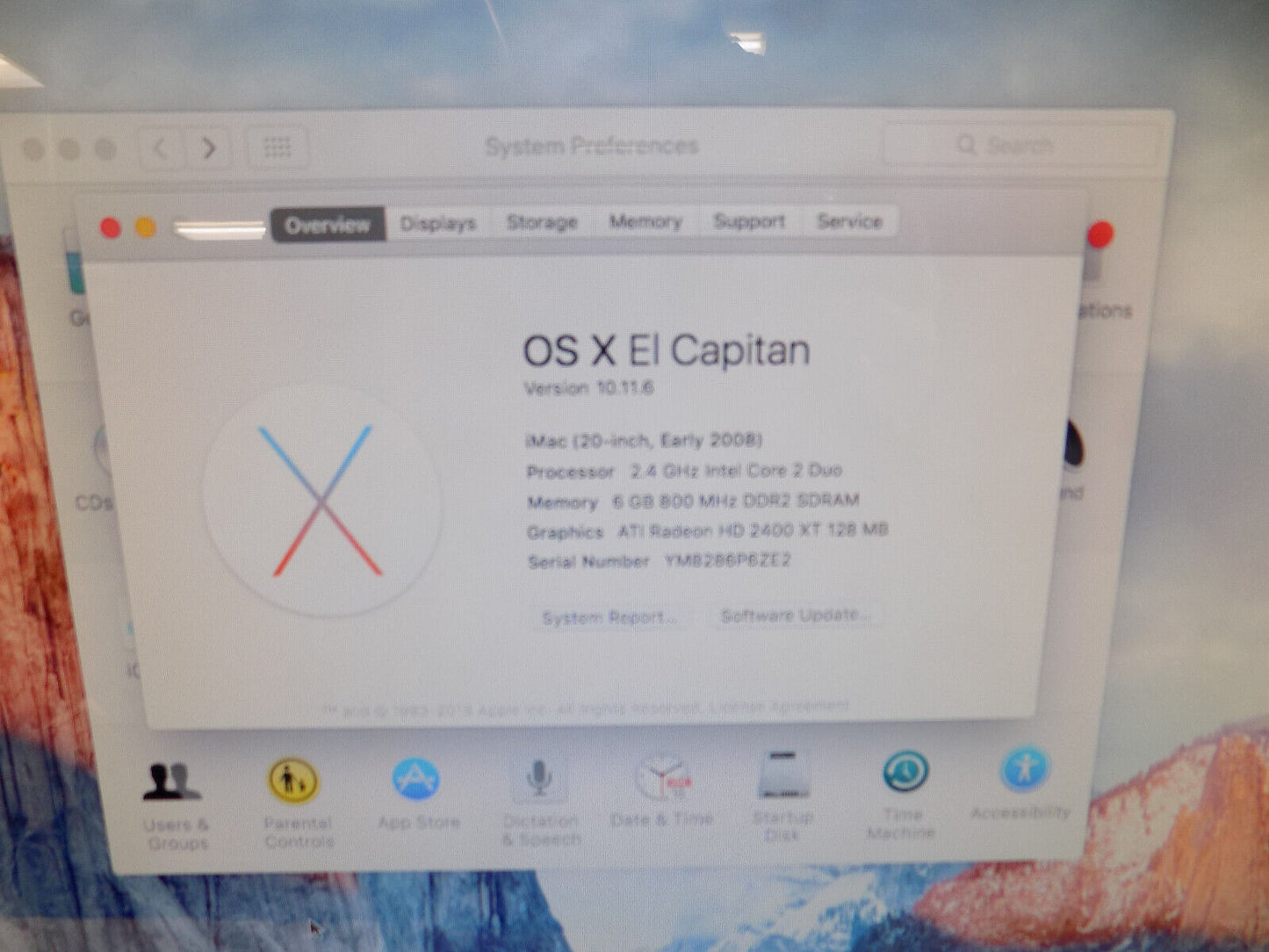 IMac 2008 Dual Core 2.4 Ghz 6 GB Ram 250GB HDD El Capitan