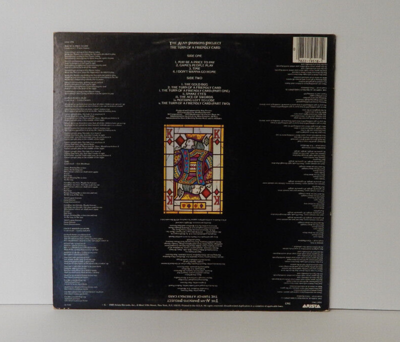 The Alan Parsons Project The Turn Of A Friendly Card Vinyl LP Record Good
