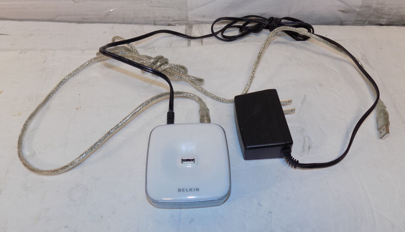 Belkin Hi-Speed USB 2.0 4-Port Hub Model F5U233 With Power Cord and USB Cable