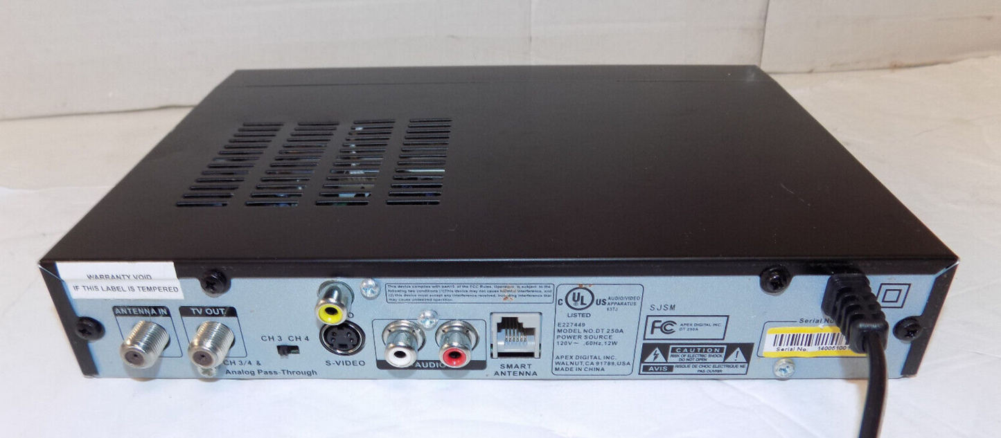Apex DT250A Digital Converter Box with Remote Analog Passthrough Tested