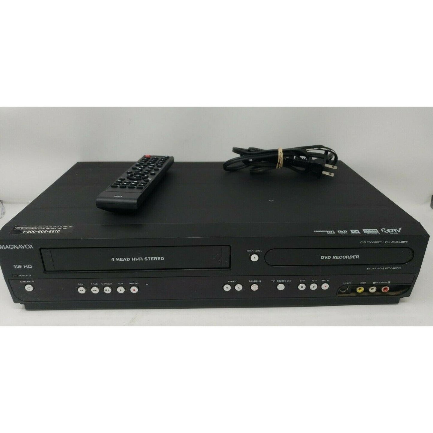 Magnavox ZV450MW8 DVD Recorder VCR Combo 1 Button Vhs to Dvd Dubbing with Remote