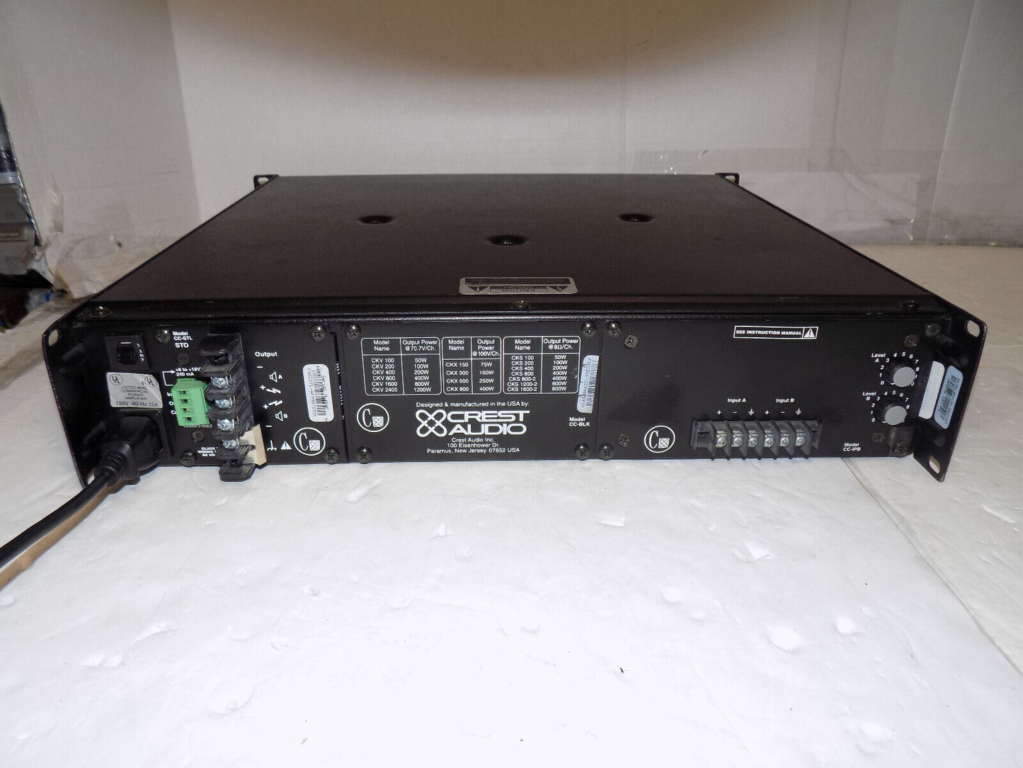 CREST AUDIO CKS100 STEREO POWER AMPLIFIER POWER TESTED ONLY