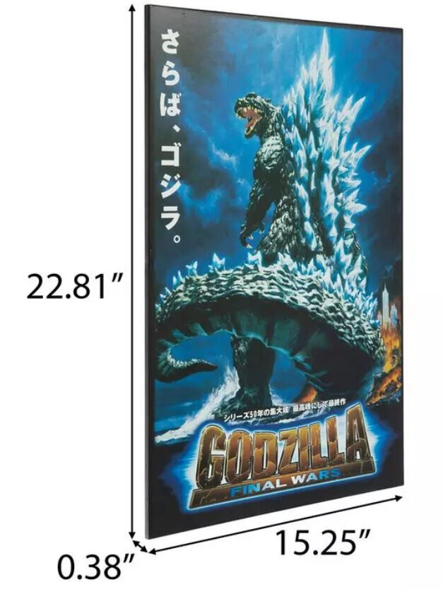 Godzilla Final Wars Poster Wood Wall Decor 15 x 23 Metallic Sheen Spine & Scales