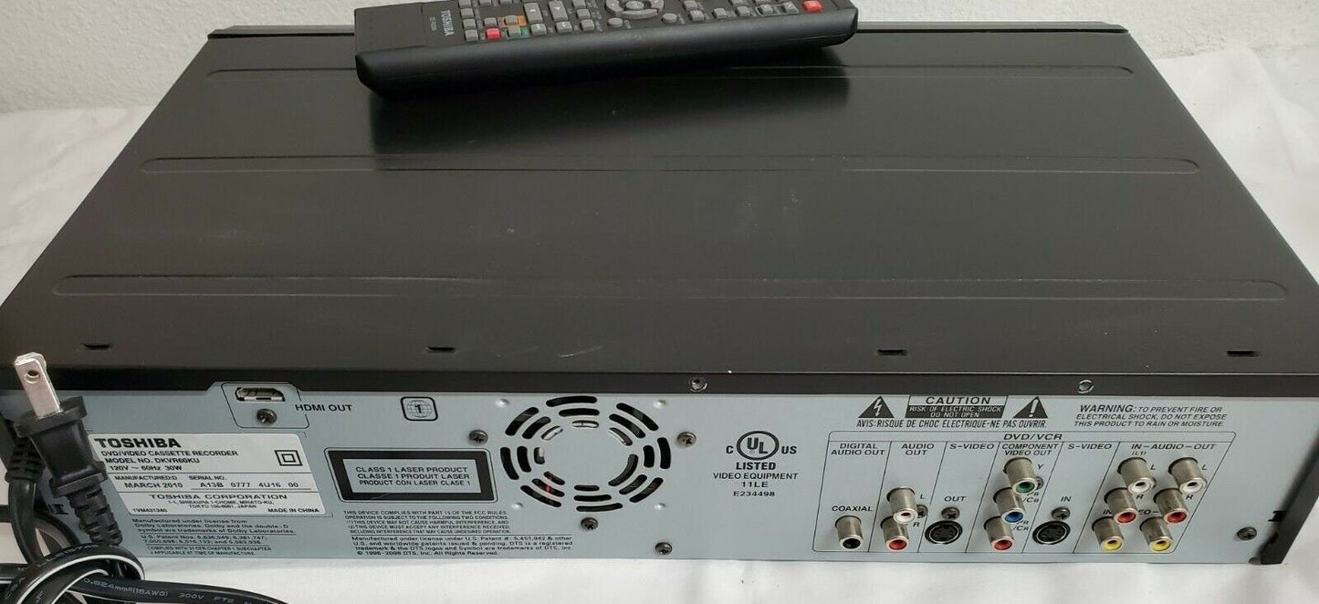 Toshiba Dkvr60ku DVD Recorder Vhs to Dvd Dubbing with Remote and Cables