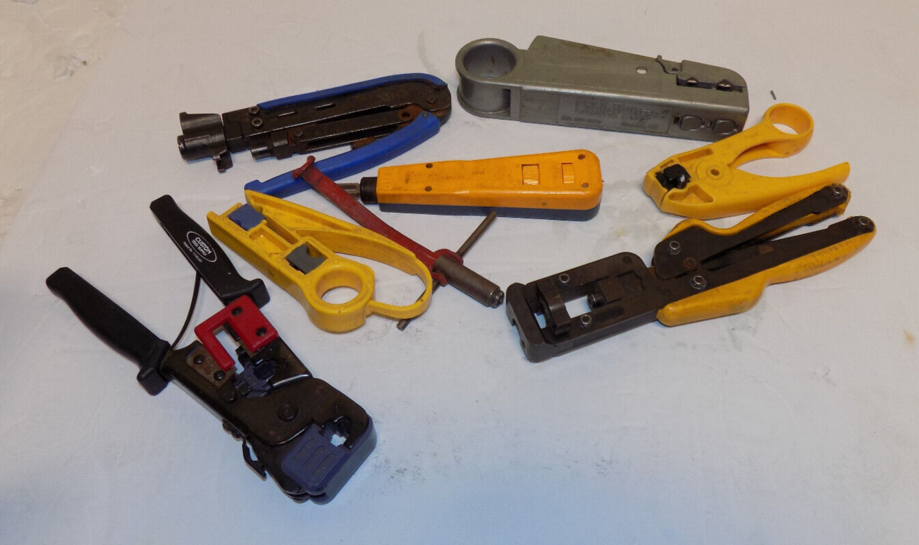 Lot of 8+ Professional Cable Tools Satellite Coax Compression Strip Crimp