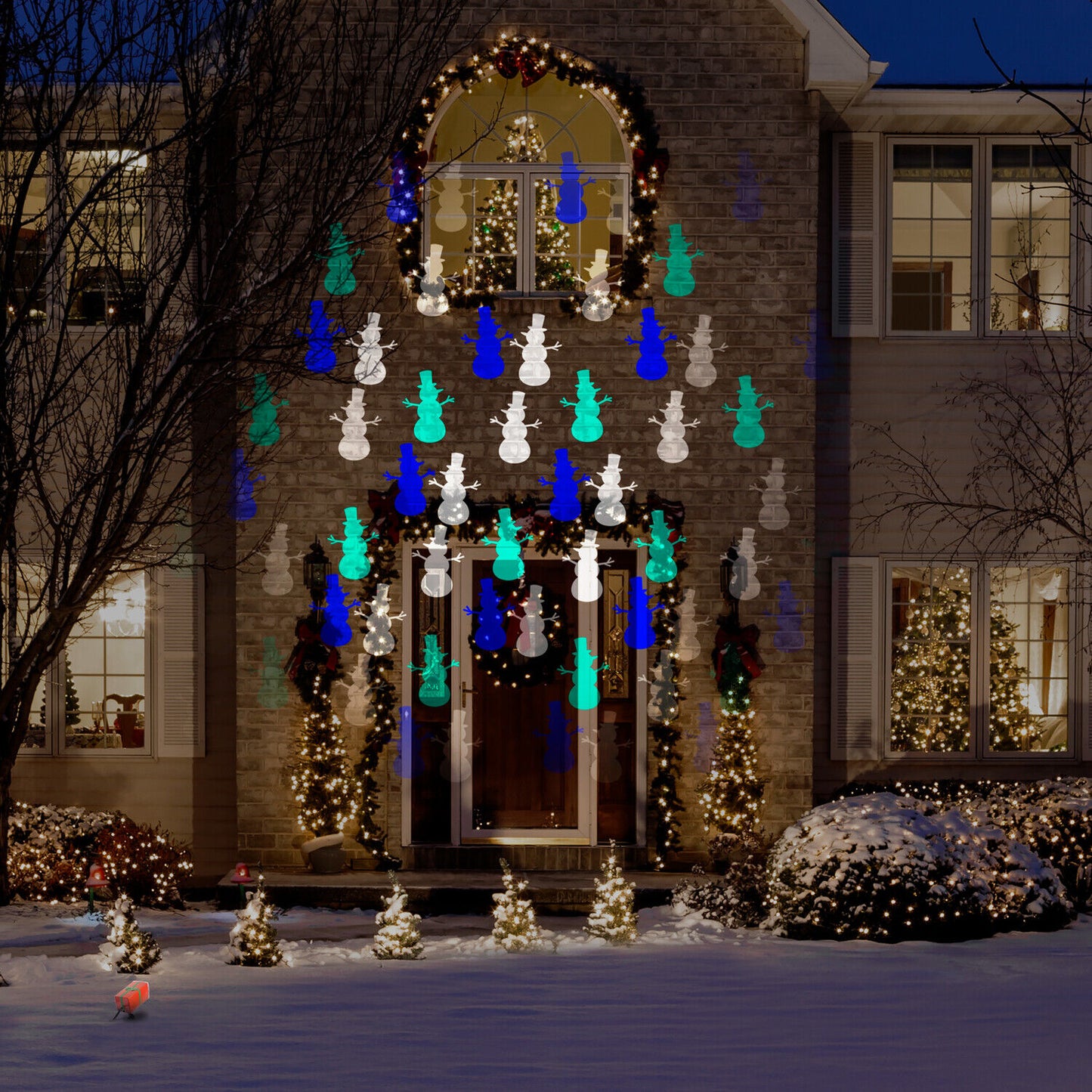 Gemmy LED Projection Motion Mosaic Snowman Stake Christmas Light New