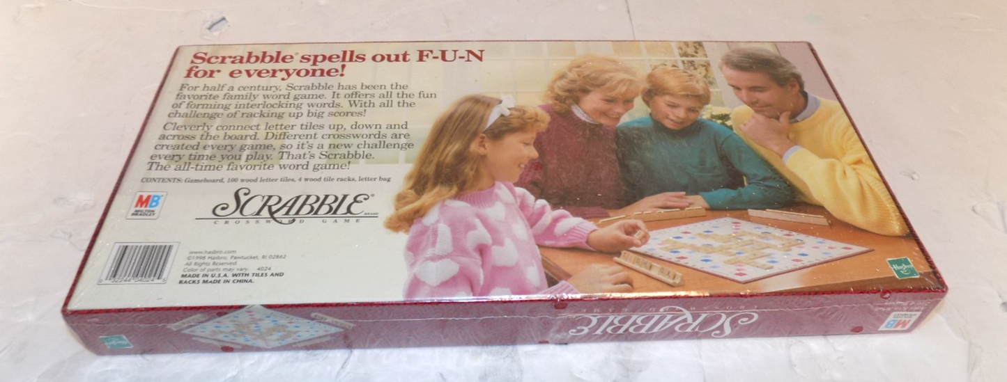 Vintage 1998 Scrabble Crossword Board Game Milton Bradley Hasbro Sealed